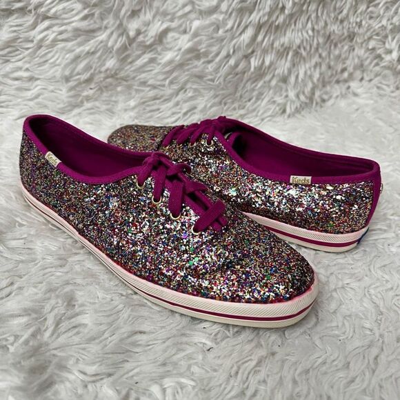 KEDS x Kate spade New York‎ Fuschia glitter Lace up sneakers size 9.5 USA - Picture 1 of 10